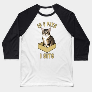 If I Fits, I Sits Funny Cat Design Baseball T-Shirt